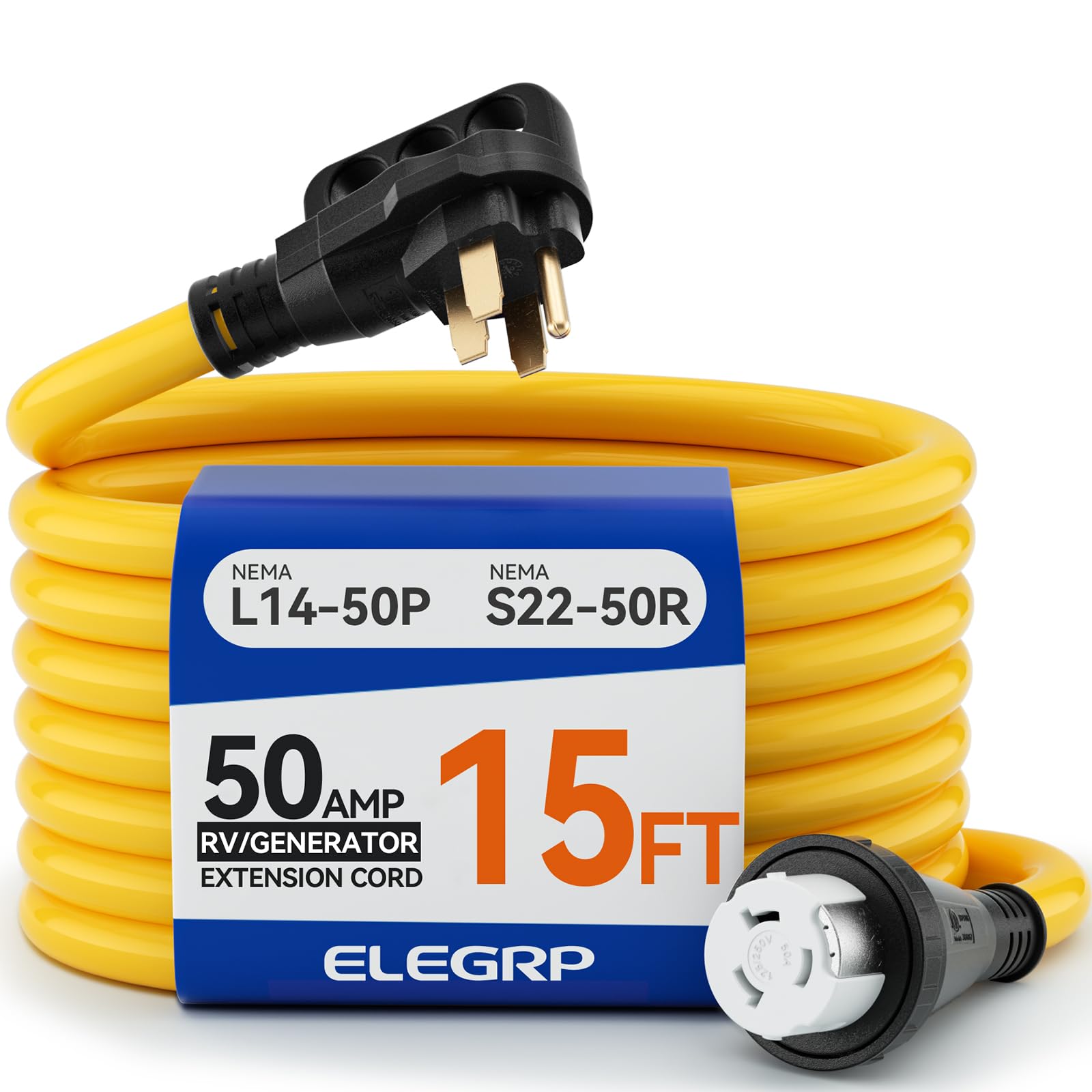 ELEGRP 15ft 50A RV Extension Cord