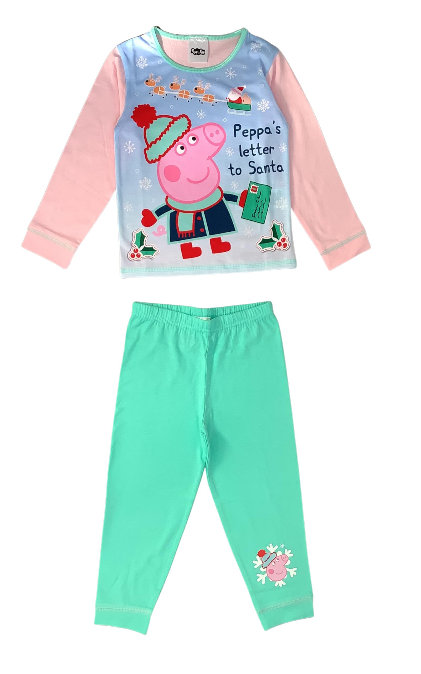 Peppa Pig Girls Christmas Pyjamas featuring and Santa Peppa's Letter to Santa, Multicoloured, Age 18-24 Months