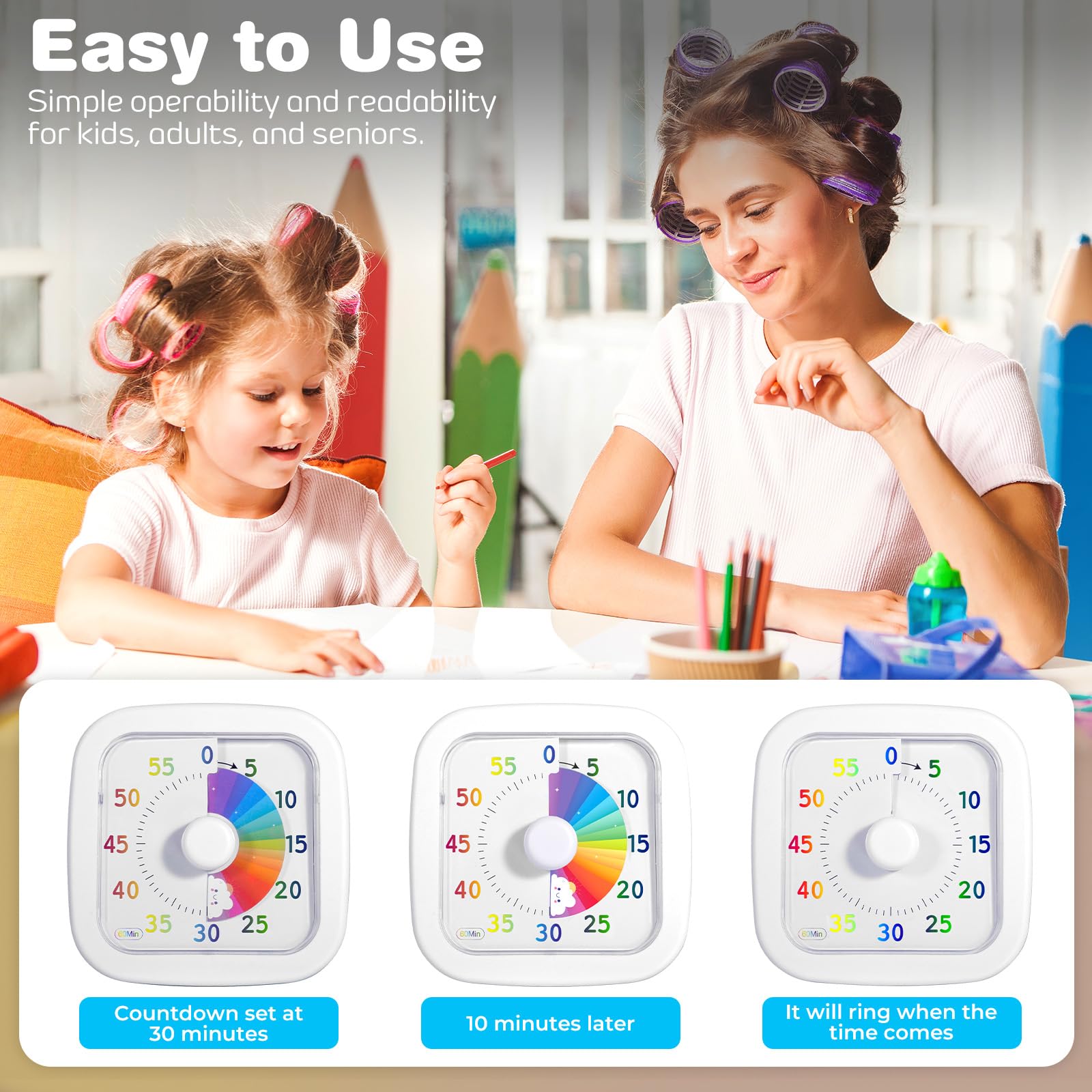 Timer Visivo Per Bambini 60 Minuti - Timer Cucina Arcobaleno - Foto 4