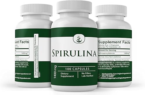 Miniatura 4 de PURE ORIGINAL INGREDIENTS Espirulina (100 Cápsulas) Rica en Ficocianina, Pura