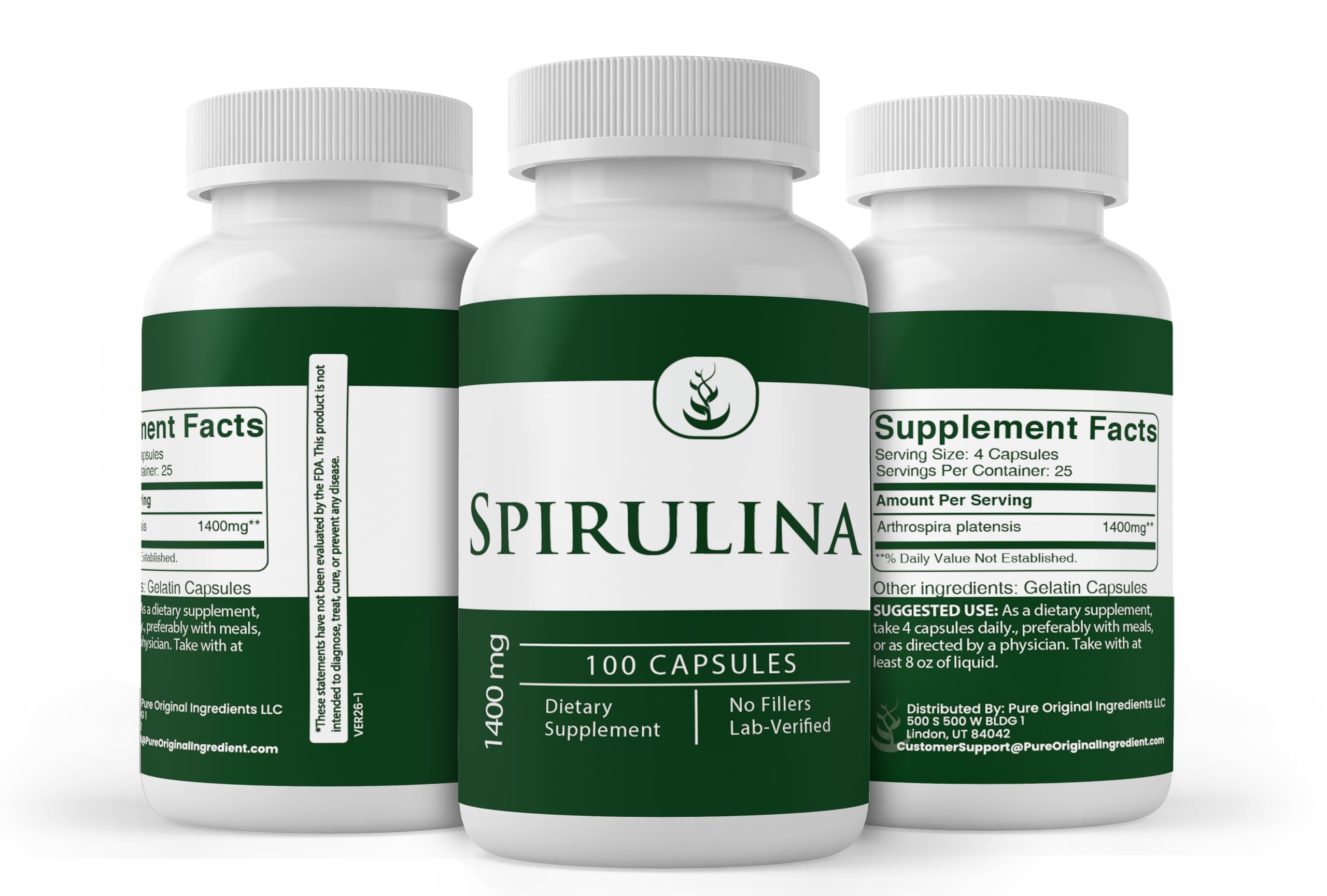 Amazon.com: PURE ORIGINAL INGREDIENTS Spirulina (100 Capsules