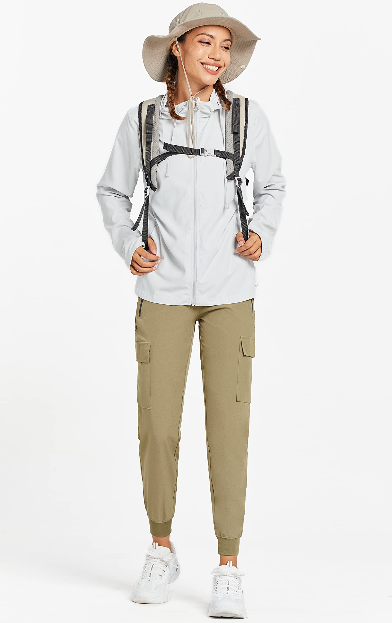 Comallan Pantaloni da Trekking da Donna Estivo Cargo Jogging Leggeri ad Asciugatura Rapida Pantaloni per Sportivi Running Sports Casual all'Aria Aperta