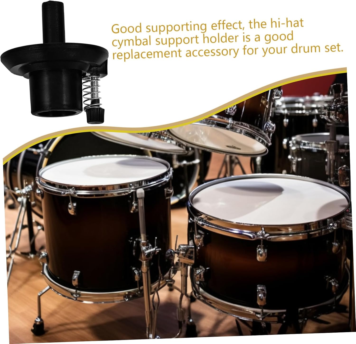Kisangel Black ABS Hi Hat Cymbal Stand Holder for Drum Set Parts