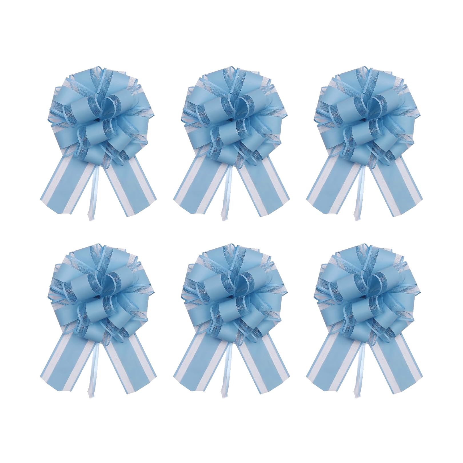 Pryon Black 6 Pcs Bows For Gift Wrapping,Blue Bow Ribbon Party Decorations Large Clip On Gifts Present Wraps Pull Parties Bags Curly Self-Adhesive,For Christmas Hamper Presents Wrap Wedding Celebration Boxes