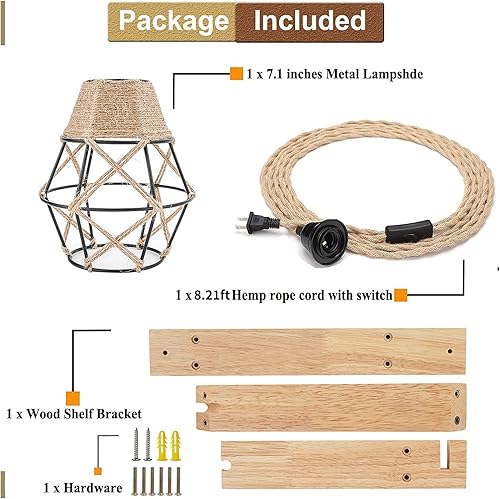 Miniatura 4 de Frideko - Lámpara de pared con cable enchufable, apliques de pared enchufables, lámparas colgantes de granja que se conectan a la toma de pared,
