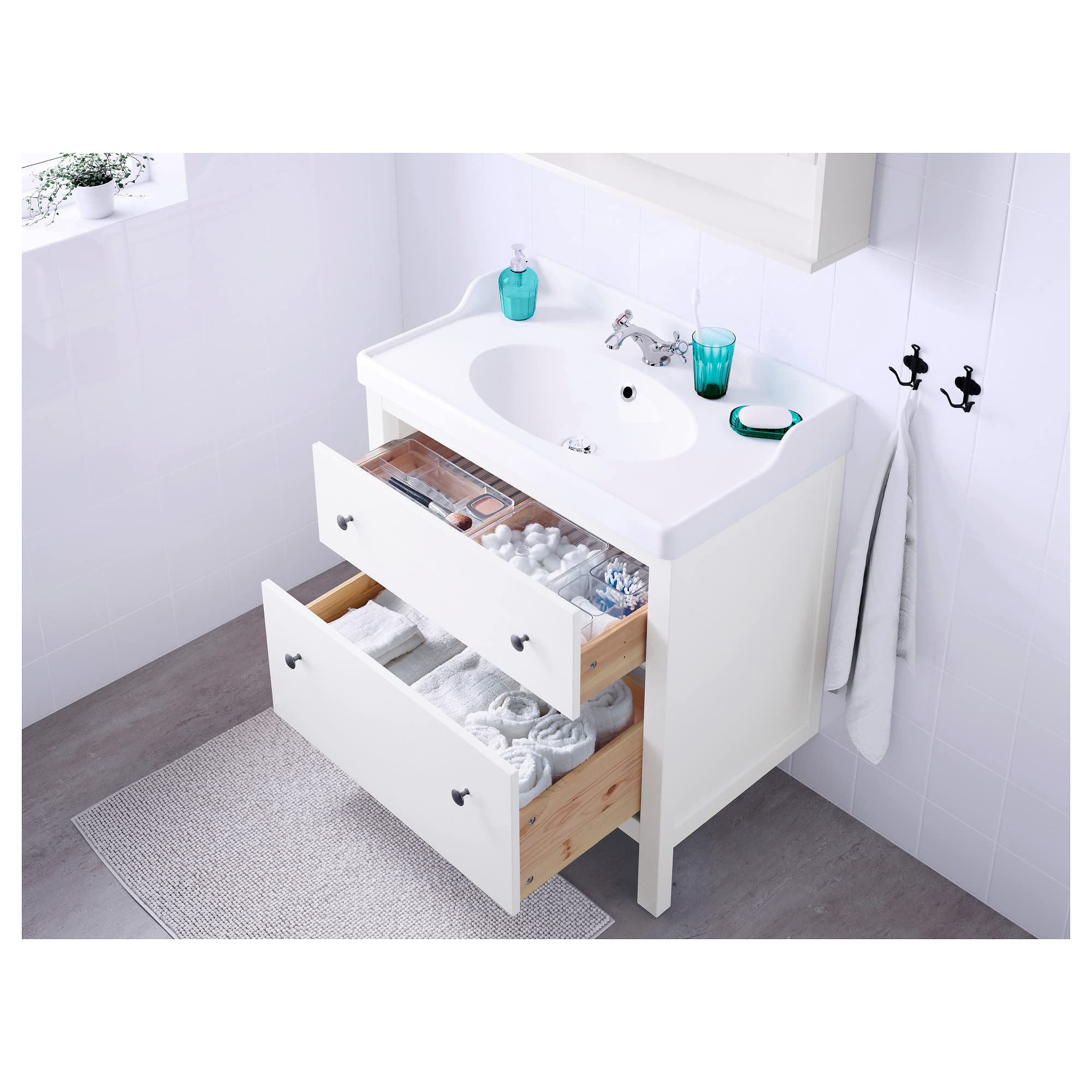 IKEA HEMNES Waschtisch mit 2 Schubladen, 80x47x83 cm, Weiß Küche, Haushalt & Wohnen