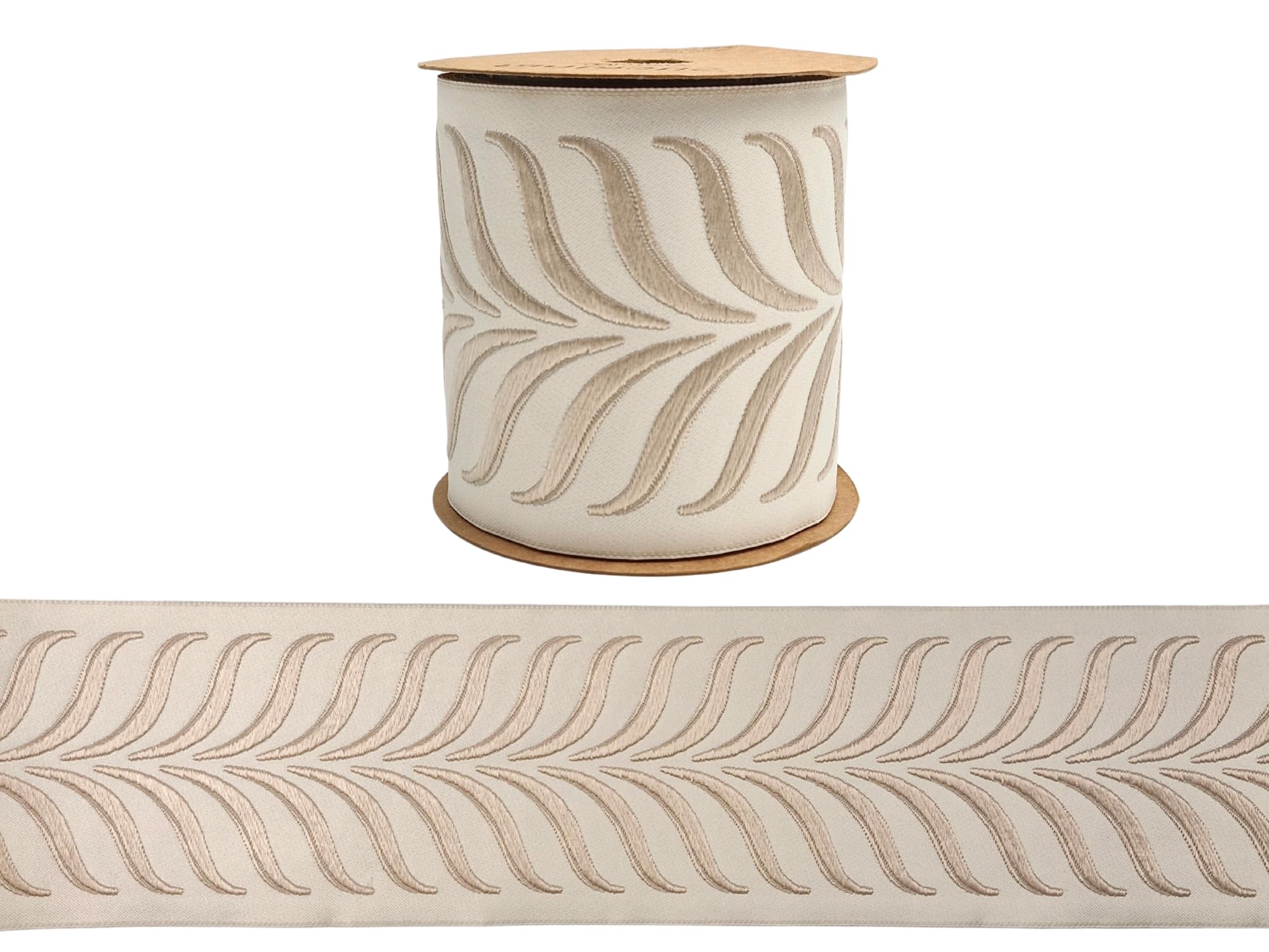 Besticktes Gardinenband, 100 mm – Bordüre für Vorhang, Motiv Botanische Blätter, für Vorhänge, Tapisserie & Nähen, 220-V1