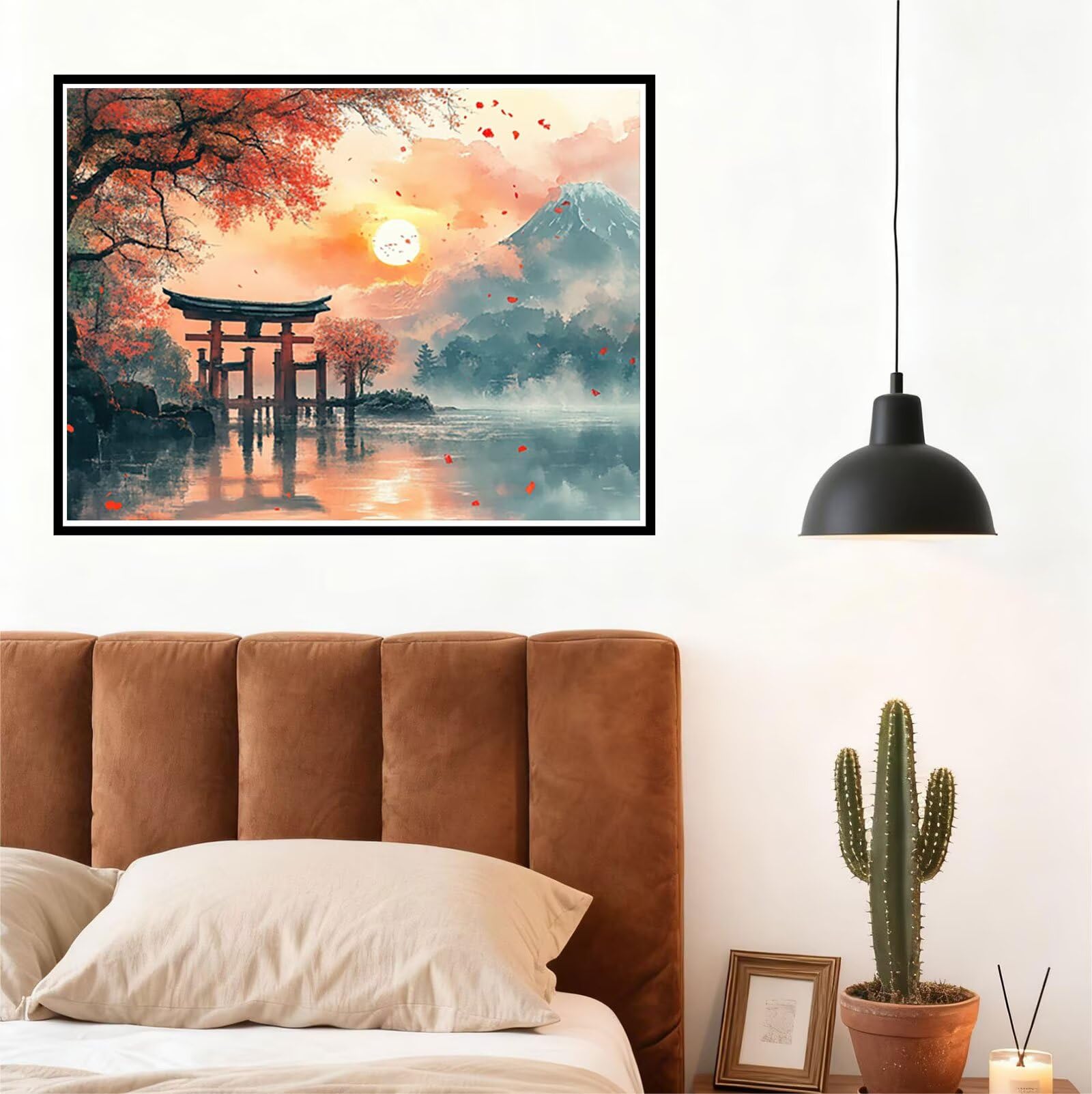 Sonnenuntergang Malen Nach Zahlen Erwachsene Landschaft Malen Nach Zahlen Kinder ab 7, DIY Set Erwachsene Bastelsachen Geschenke für Männer, Weihnachten Halloween Deko Ohne Rahmen 60x80cm H - 952