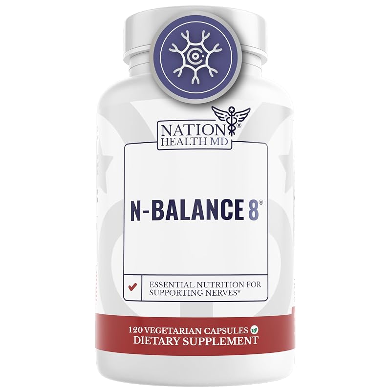 NATION HEALTH MD N-Balance 8, suplemento antioxidante com ácido alfa-lipóico (ALA) e ácido alfa-lipóico R (R-ALA), 120 cápsulas