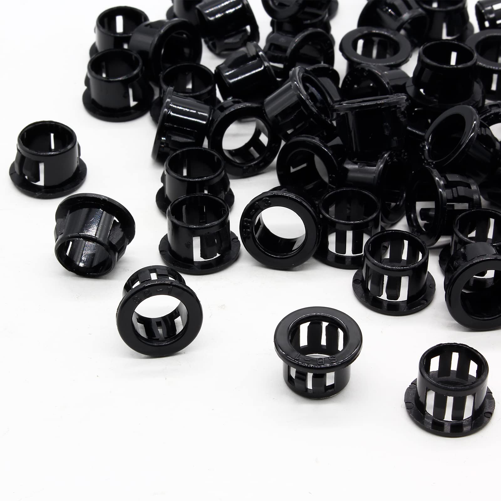 Suiwotin 60pcs 3/8" (10mm) Cable Snap Bushing Grommet, Black Nylon Snap in Locking Bushing Cable Hose Bushing Plastic Hole Grommet Protectors