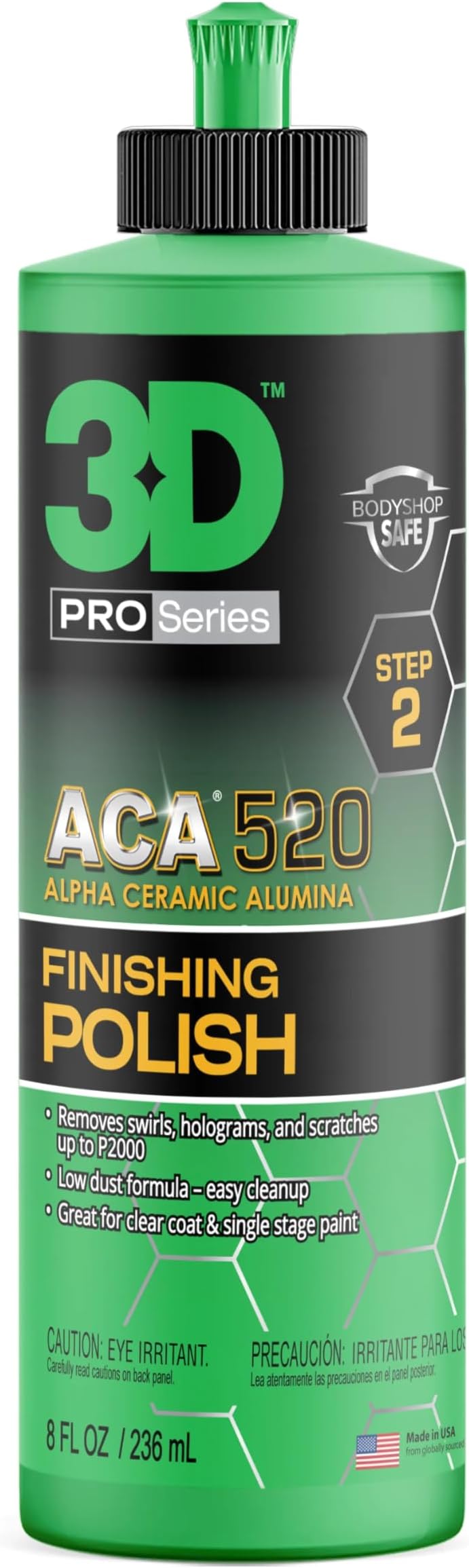 3D's ACA 520 Finishing Polish - Alpha Ceramic Alumina - True Paint Correction - 2 Step System - Step 2 - Made in USA (8oz)