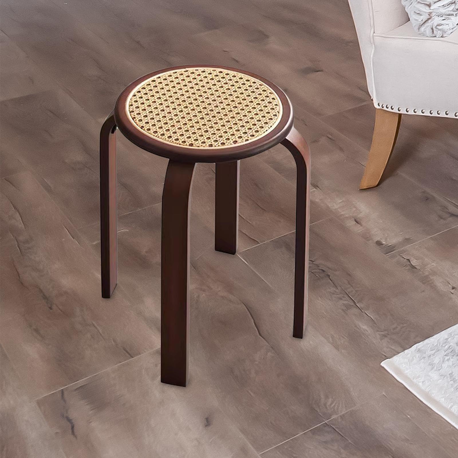 Amazon.co.jp: Fonowx ラタンスツール 木製スツール 編み込みスツール