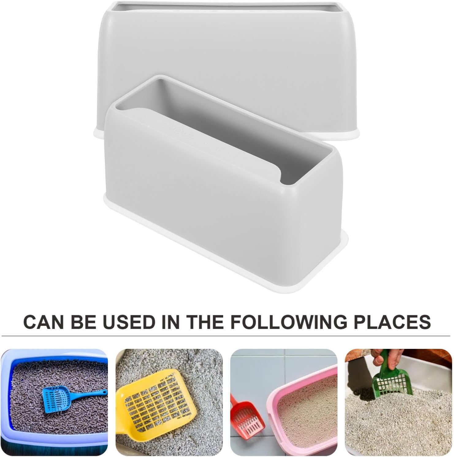 POPETPOP Cat Litter Scoop Holder: 2Pcs Universal Litter Scoop Holder Litter Shovel Storage Box Pet Litter Shovel Stands Cat Litter Scooper Stand, 15.5X8.5X6CM, Grey White