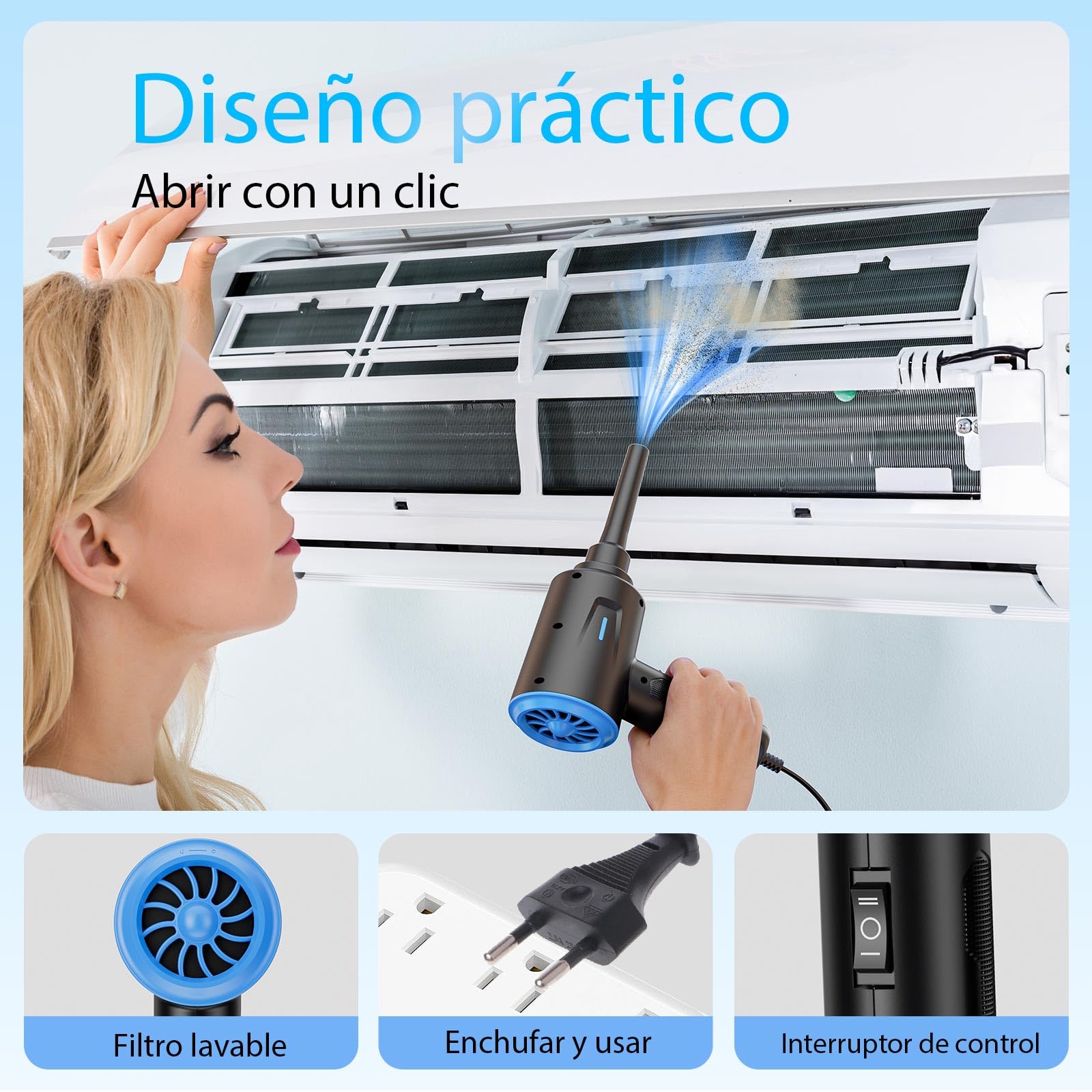 Soplador de Polvo Eléctrico - Aire Comprimido Limpieza PC，Potente 2 Velocidades 5.74oz - para - Ordenador - Coche -Sofá
