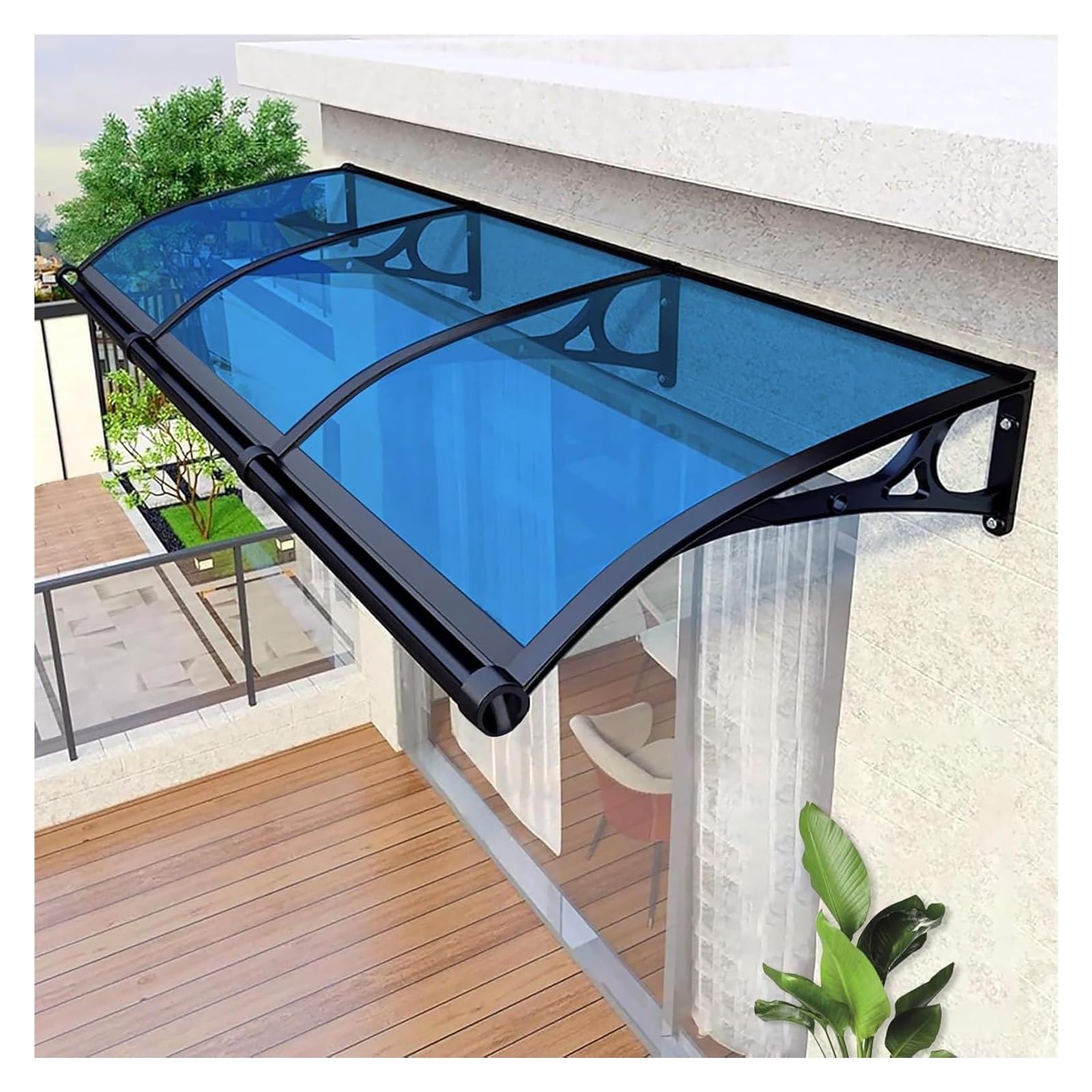 LWJSOCP Outdoor Canopy Awning UV Protection Rain & Snow Shelter Blue Sunshade Tent for Front Door 100x120cm (39.37x47.24in) Weather Resistant Easy Install