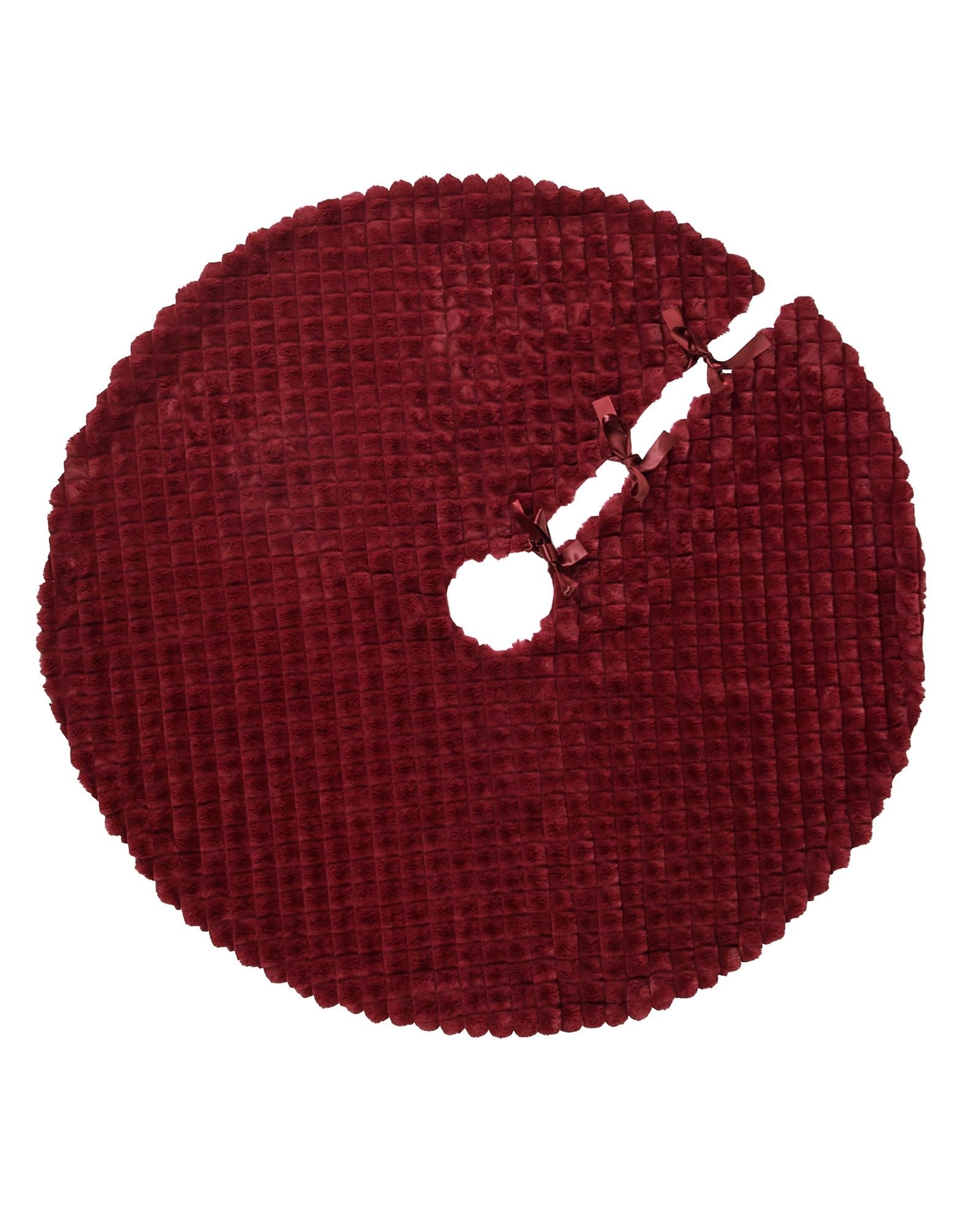 Faux Fur Diamond Tree Skirt, Burgundy, 122 cm