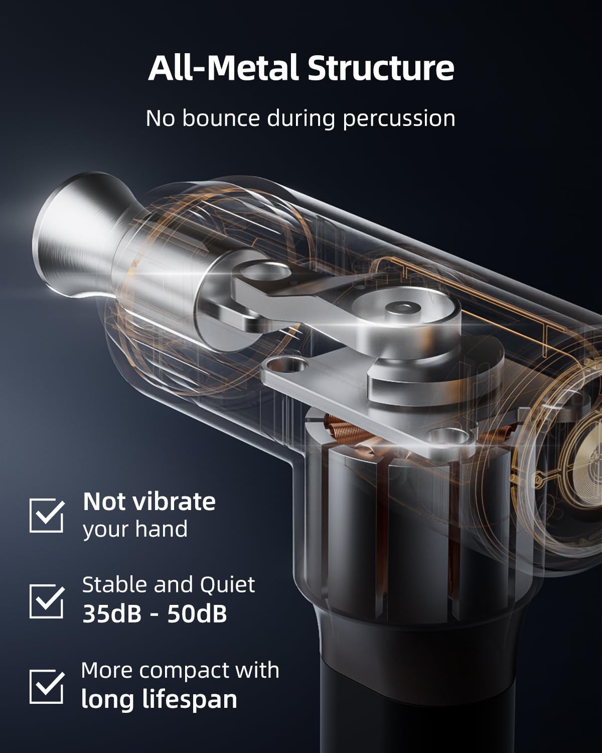 Muscle Massage Gun, Rooftree Portable Deep Tissue Percussion Massager Gun with 5 Massage Heads, Professional Handheld Body Muscle Massager with 10 Hours Battery Life for Home Office Gym - Elite
