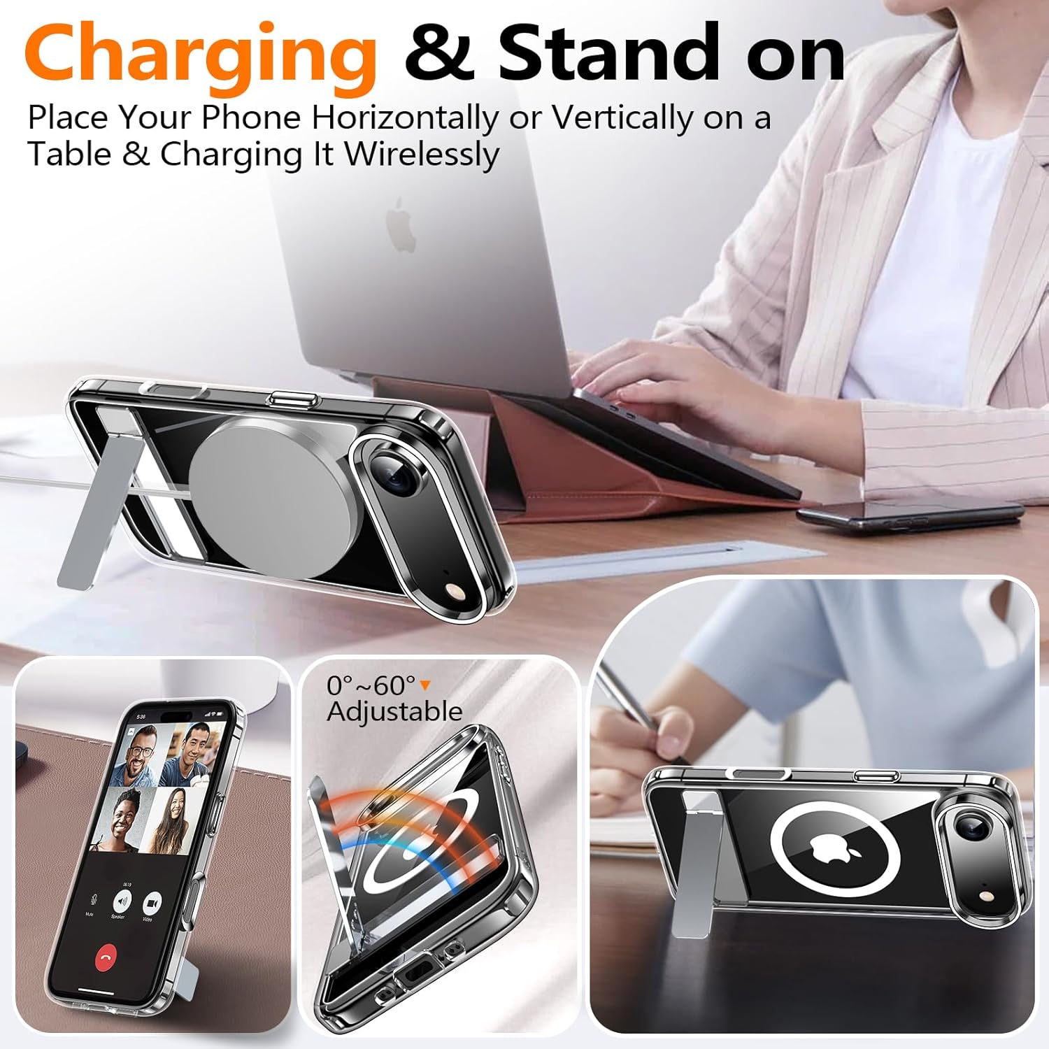 xiwxi for iPhone Air Case with Kickstand,[Compatible with Magsafe][1*Screen Protector],Military-Grade Protection & Anti-Yellowing,Magnetic Phone Case for iPhone Air,Clear - Image 3