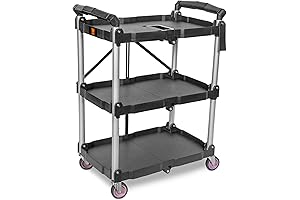 WEN Three Tier Folding Service Cart with 165 lb. Capacity
