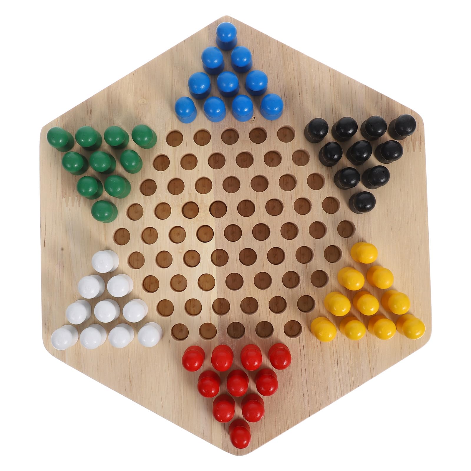 Gadpiparty 11.5" Wooden Chinese Checkers Set - Natural Wood Board Game with 60 Colorful Marbles (6 Player Family Game for Adults & Kids)