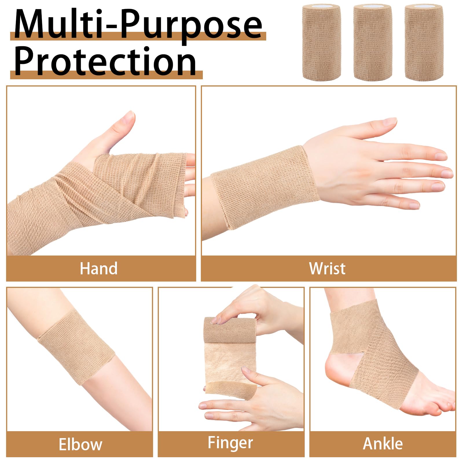 Self Adhesive Bandage Wrap 4 in, Elastic Vet Wrap, Athletic Sports Wraps — Amazon image 5