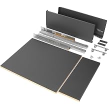 Emuca - Drawer Kit for Kitchen or Bathroom with Included Boards and Total Extraction Slides with Soft Closing, 178 mm Height for 450 mm Module and 500 mm Depth, Anthracite Gray.