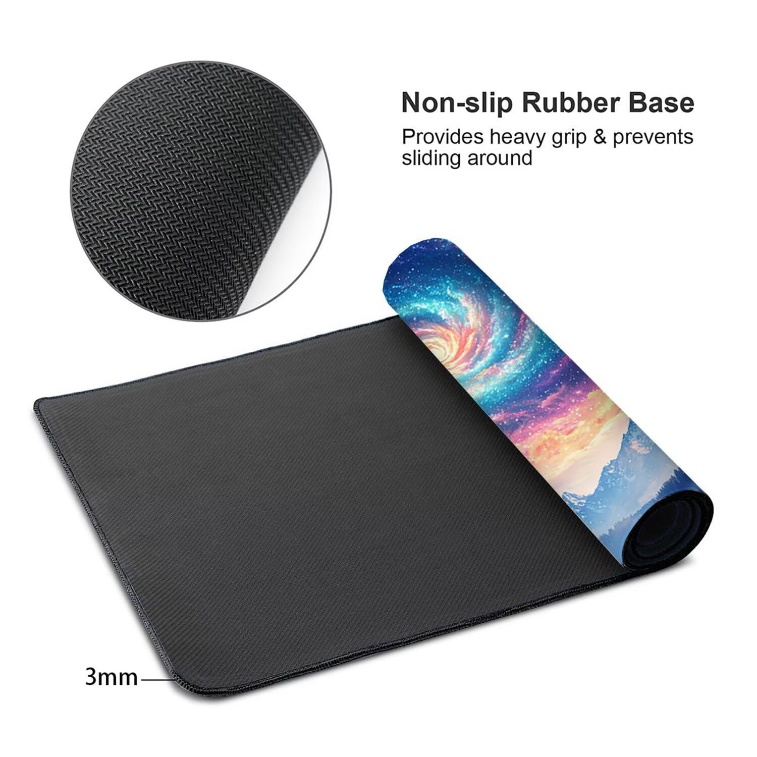 Podkładka pod mysz do gier XXL Mousepad 1000 x 500 mm, duża podkładka pod biurko z antypoślizgową gumową podstawą dla graczy, poprawia precyzję i szybkość (gwiaździste niebo) X-907