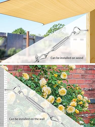 Miniatura 7 de TooTaci Paquete de 10 tensores M5 para ojos y ojos, tensor de alambre de acero inoxidable 304, tensores ajustables para cables de alambre, tensores