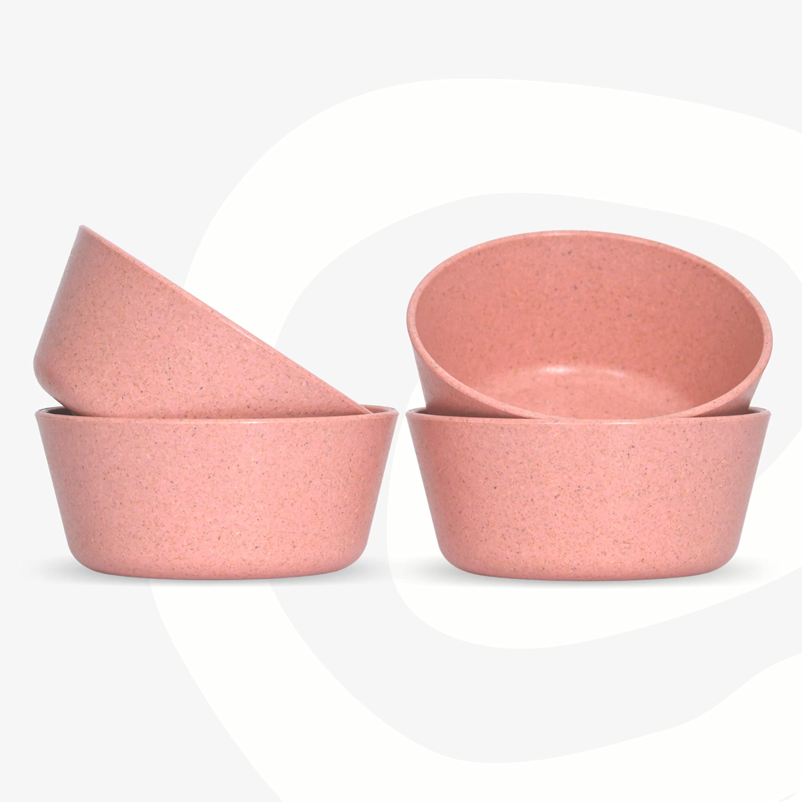 Eha Set of 4 Earth-Friendly Small Curry Bowls for Kitchen |175 ml|Made with Bamboo Fibers & Rice Husk|Microwave Safe Bowl (Reheat Only)|for Hot & Cold Serving Bowl Set, Pink