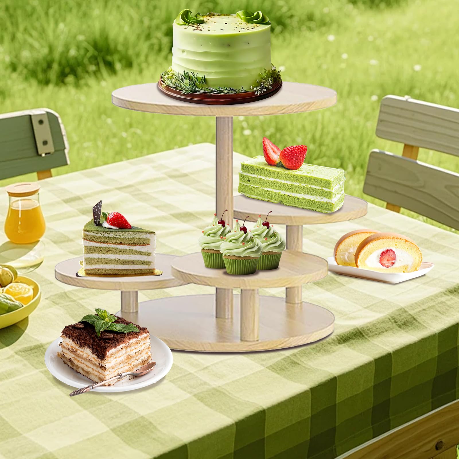 Amazon.co.jp: Voittozege 4段ラウンドカップケーキタワースタンド