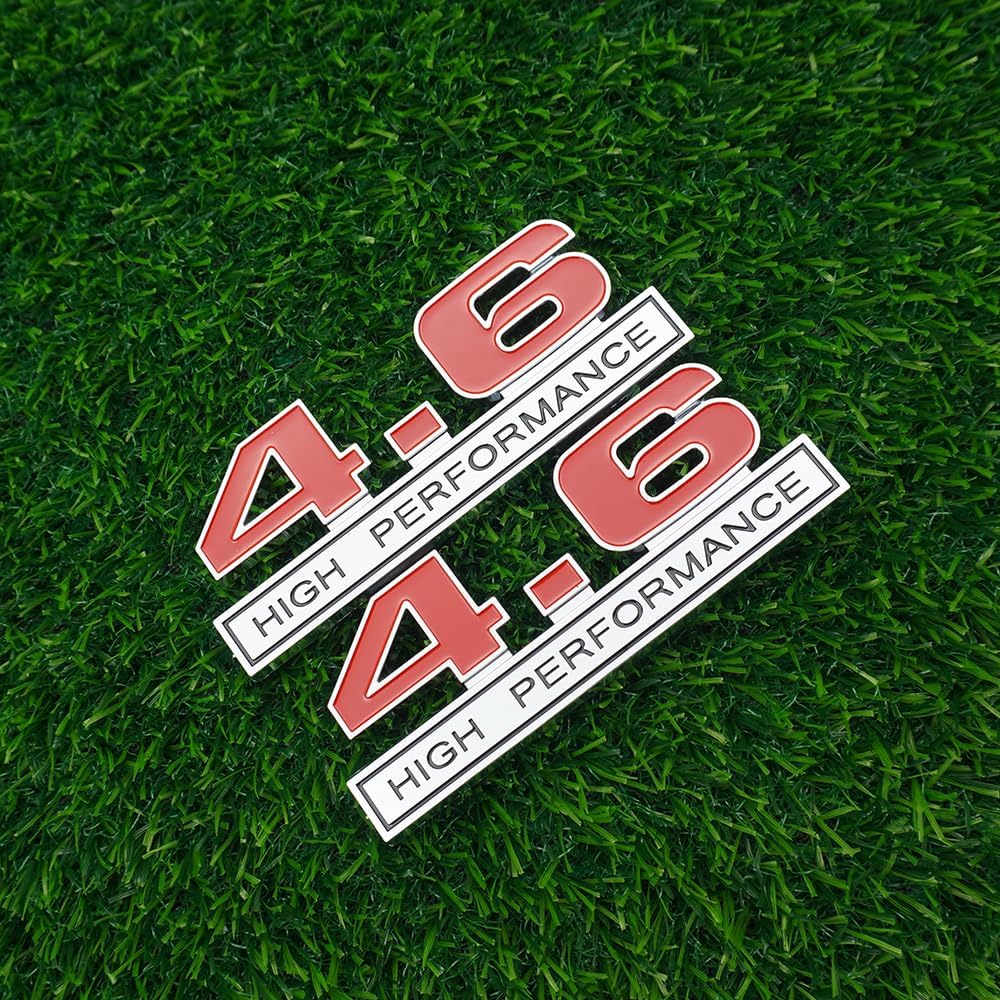 2Pc 4.6 Liter High Performance Fender Emblem 3D Badge Decals Stickers Nameplate Cars Trucks (Red Silver Black) - Image 5