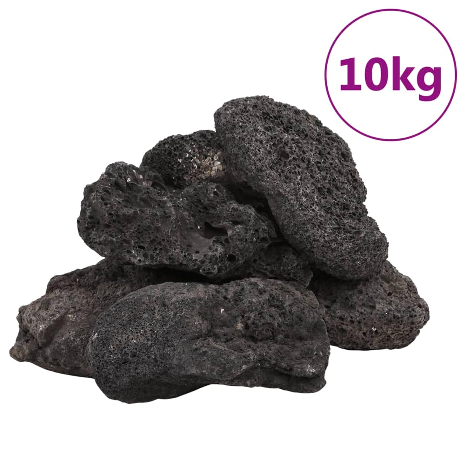Homgoday Lavagranulat 10 kg Schwarz 10-30 cm Vulkangestein Aquarium Dekoration natürlicher biologischer Filter für Süß- und Salzwasser 155325
