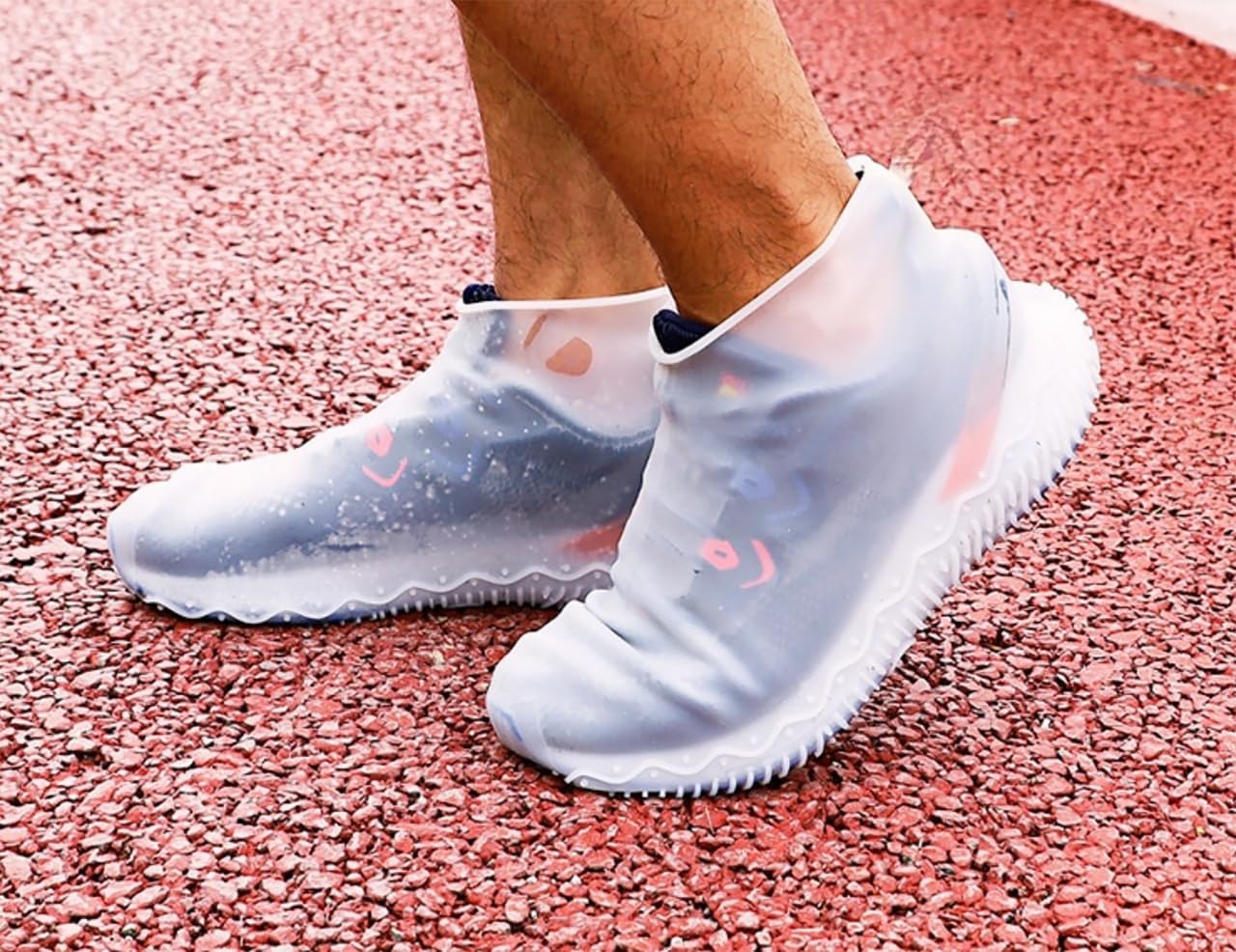 2 PCS Reusable Shoes Cover for Rain, Silicone Shoes Covers for Men Women, Non-Slip Outdoor Waterproof Shoe Protectors Clear Medium