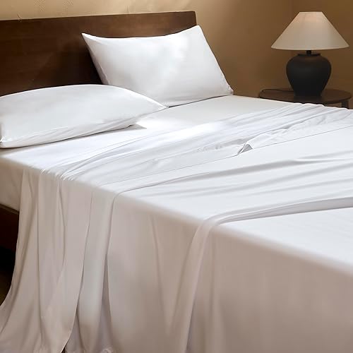 Miniatura 9 de EVERLY Juego de sábanas de tamaño queen, lujosamente con 400 hilos de viscosa orgánica derivada del bambú, sábanas frescas para cama tamaño queen de