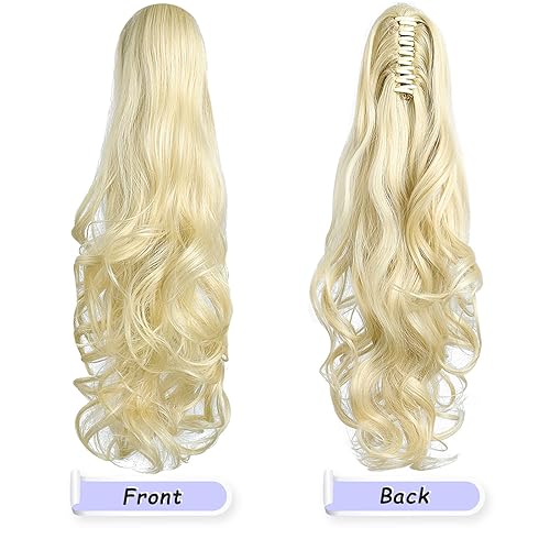 Miniatura 10 de ShulaSHOP Extensión de cola de caballo, extensiones de cabello con clip de garra de 22 pulgadas, extensiones de cabello largo y rizado, extensión de