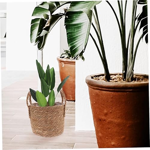 Miniatura 6 de PartyKindom Boho Decor s - Cesta de flores tejida de paja para plantas, maceta tejida de hierba marina, cesta de tejido para plantas, paja de