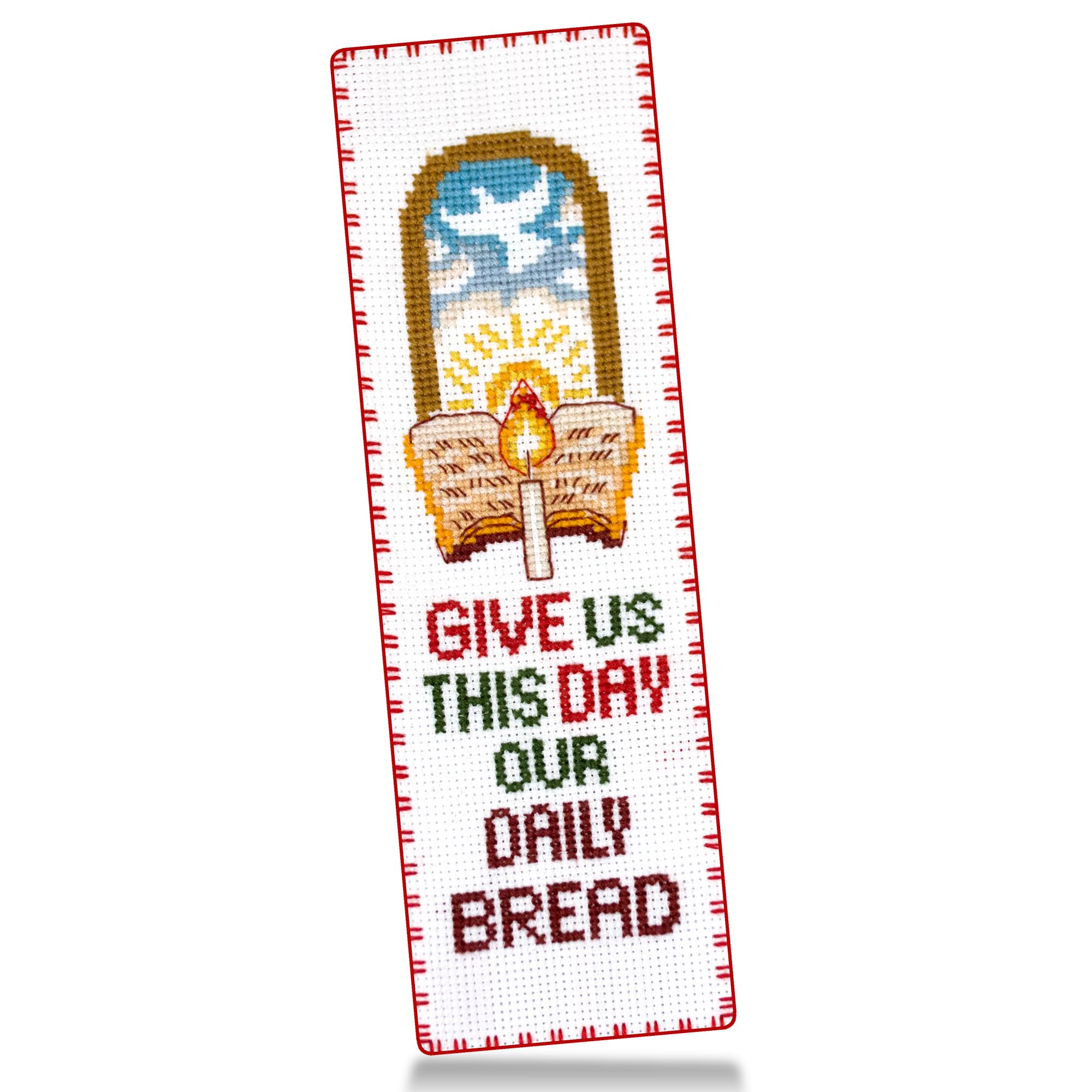 Counted Cross Stitch Bookmark Kit Give Us This Day Our Daily Bread – Christian Bible Verse Embroidery Gift – Religious DIY Craft for Prayer, Faith, and Scripture Lovers