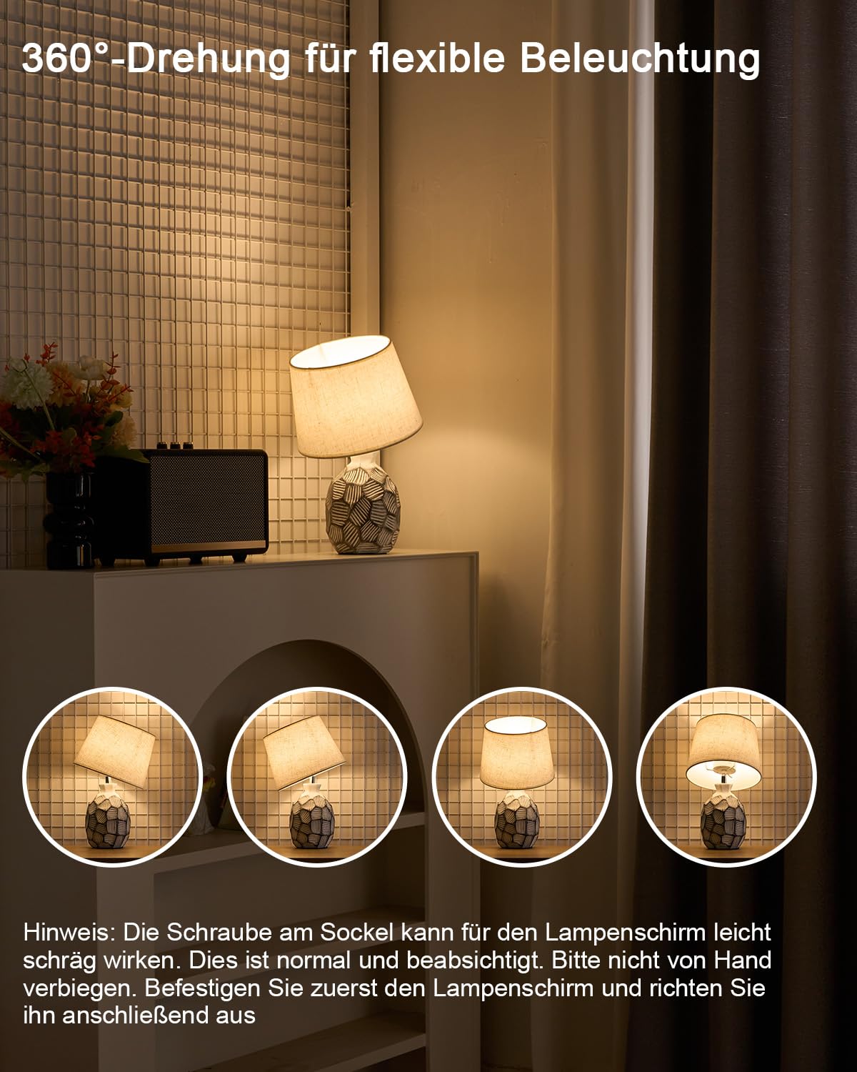35 cm Keramik Kleine Kabellose Tischlampe mit Fernbedienung