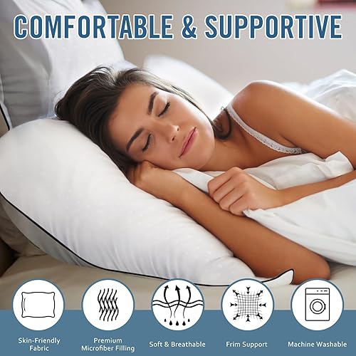 Miniatura 2 de HIMOON Almohadas de cama para dormir, paquete de 2 unidades, almohadas alternativas de plumón de calidad de hotel refrescante para personas que