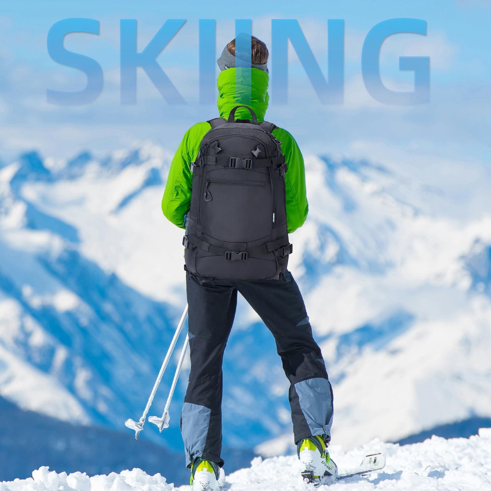 AUMTISC Skirucksack 25 L leichter Snowboard Rucksack, Trinkrucksack zum Skifahren, Snowboarden, Wandern, Reisen