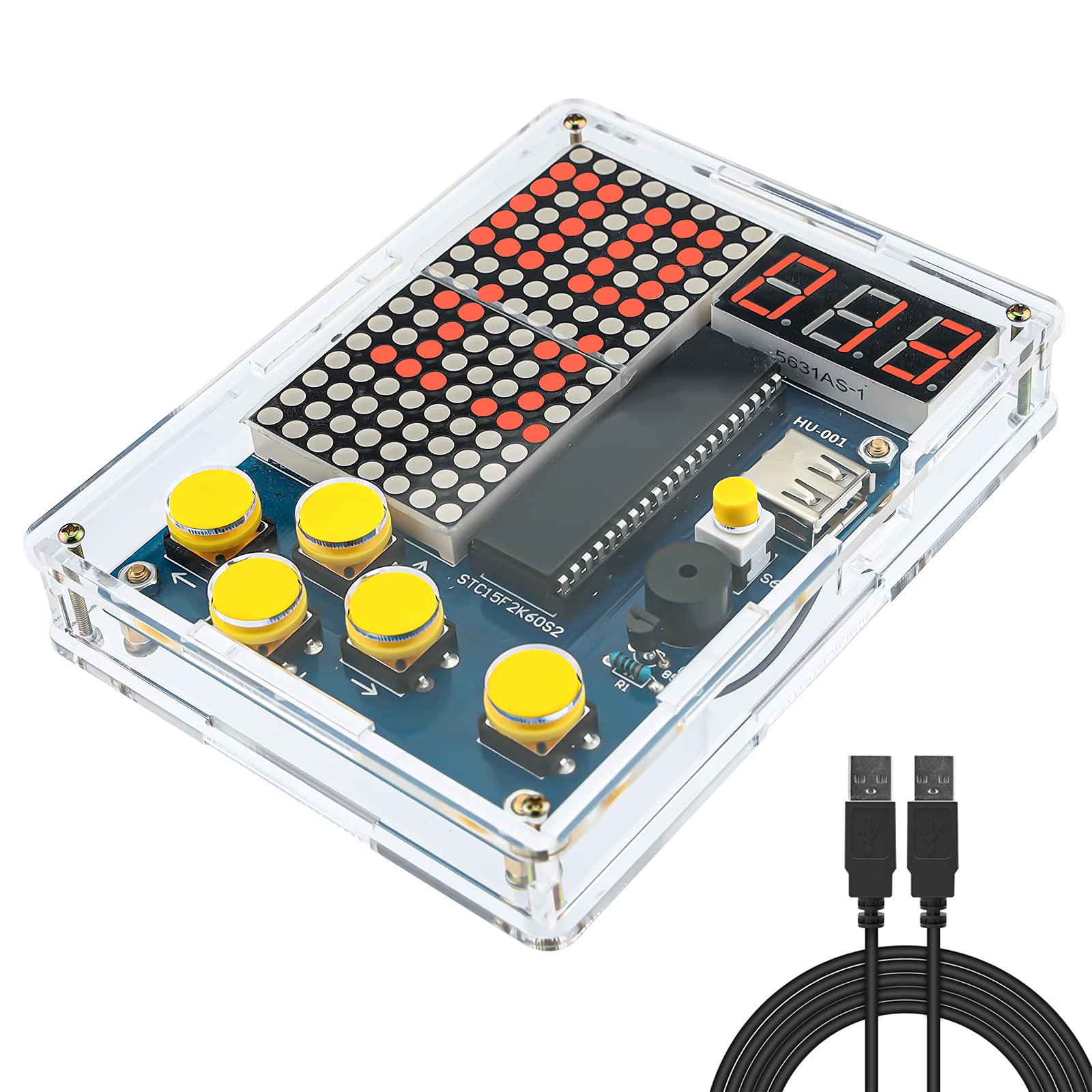SeamuingDIY Games Console Hand-held Kit - Soldering Practice Kit Classical Games with Light and Case for STEM School Education Friends Build Your Own Games Console