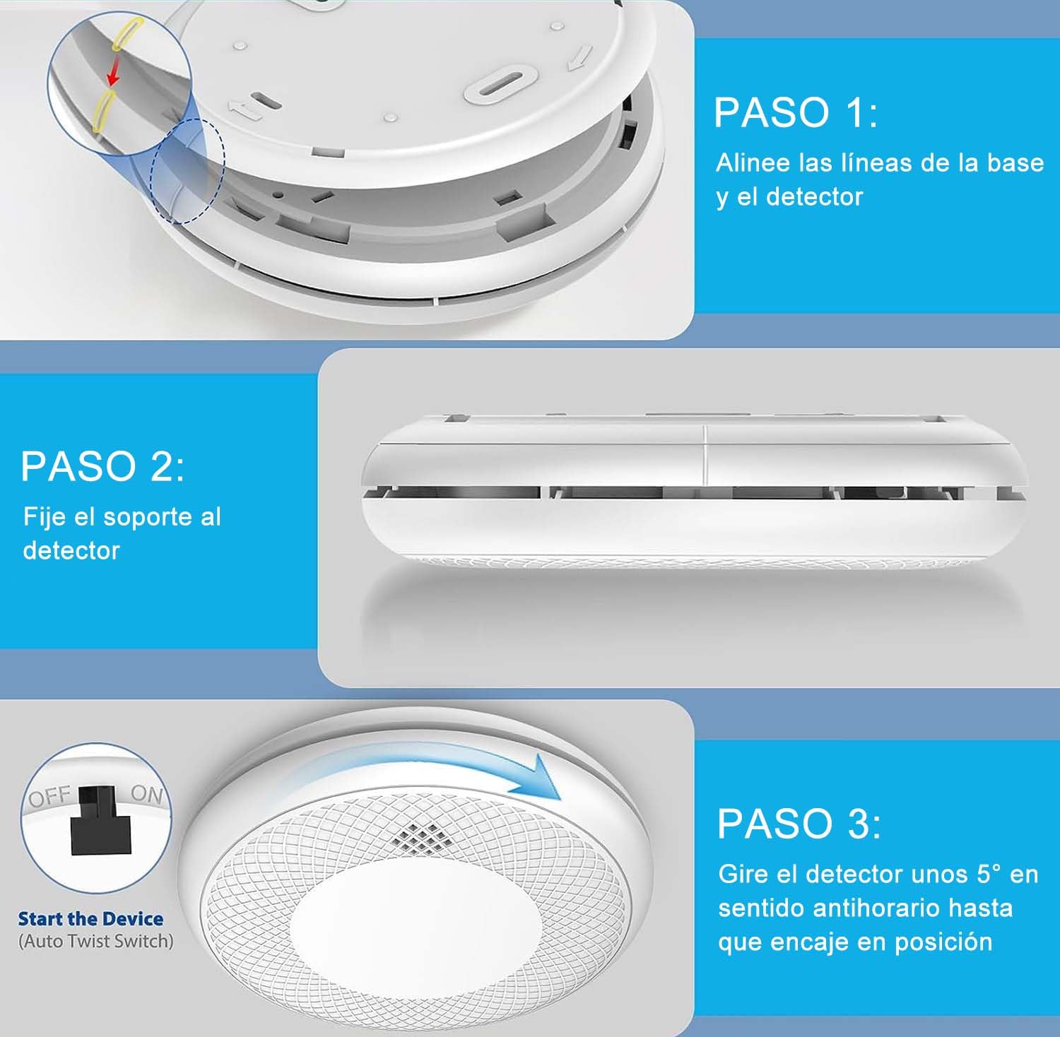 Detector de Humo Inteligente Wi-Fi, batería de 10 años con notificación Mediante aplicación, función silenciosa y autoprueba, Compatible con EN 14604, 2 Pieza (Compatible con App Tuya/Smart Life)