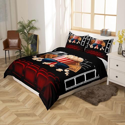 Miniatura 5 de Juego de ropa de cama con temática de película, estilo cine, funda de edredón vintage con entradas de cine, regalos para niños y niñas, tira de