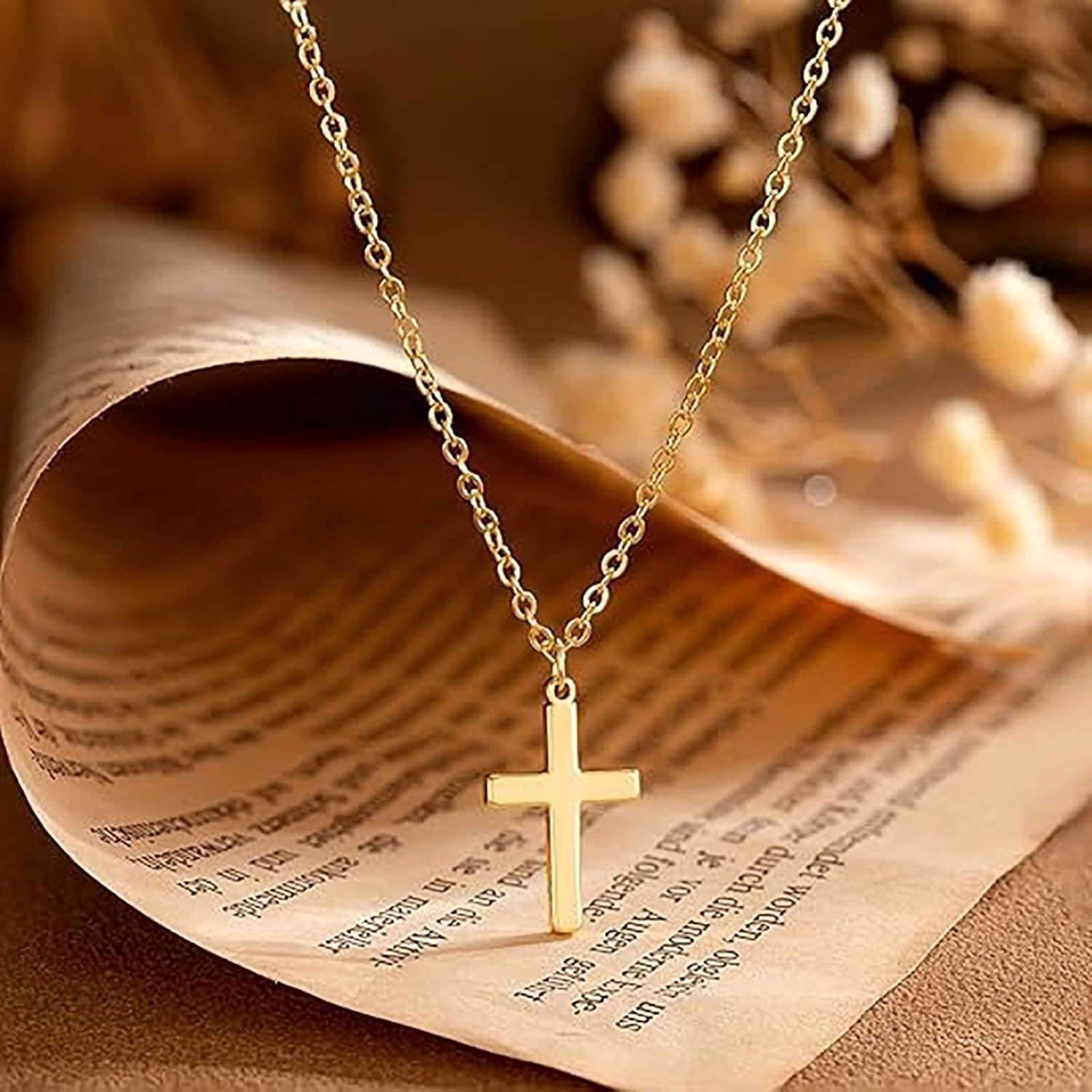 Gold Cross Necklace for Women, Dainty 14K Gold Plated Pendant Necklaces Jewelry Gifts - Image 7