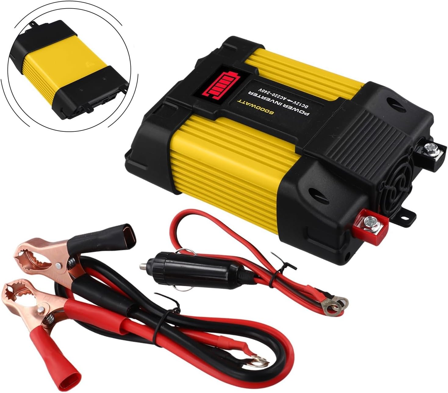 6000W Car Power Inverter Dual USB Ports Outlets Car Inverter DC12V-AC220V Battery Display 6000W for Peak Power Output Converter Vehicle Adapter