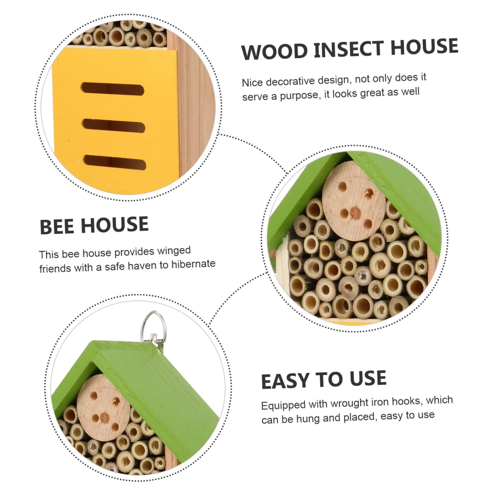 Sosoport Hängendes Holzhaus für Bienen mit Eisenhaken Dekoratives Gartenhaus Bereits Montiert für Garten als Wetterfeste Bienenhütte