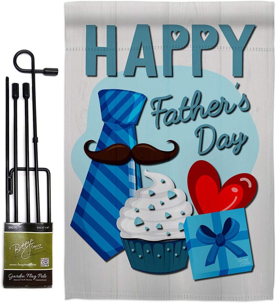 Happy Fathers Day Garden Flag Set Wall Holder Family Father Dad Daddy Papa Grandpa Best Parent Sibling Relatives Grandparent Small Decorative Gift Yard House Banner Double-Sided Made In USA 13 X 18.5