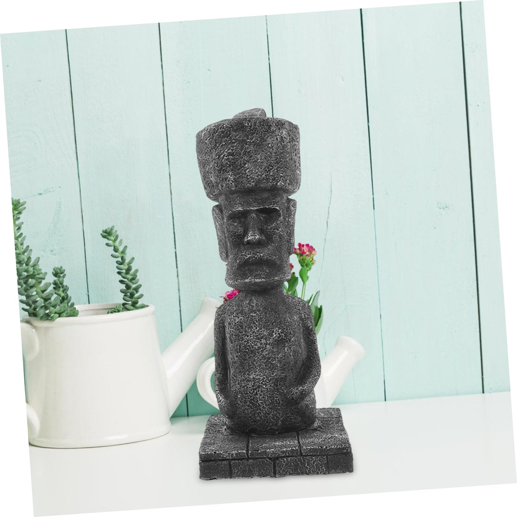 GLEAVI Statua Moai Facile da Disporre in Resina, Decorazione Antica per Acquario Effetto Realistico e Casa