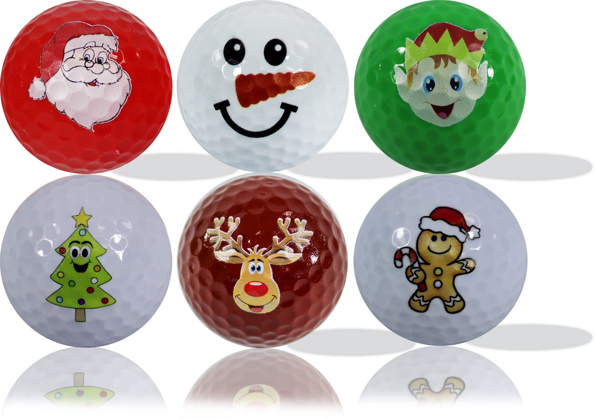 Christmas Variety 6-Pack Golf Balls: Tee Off with Festive Cheer • Tree, Elf, Gingerbread, Snowman, Santa, Reindeer