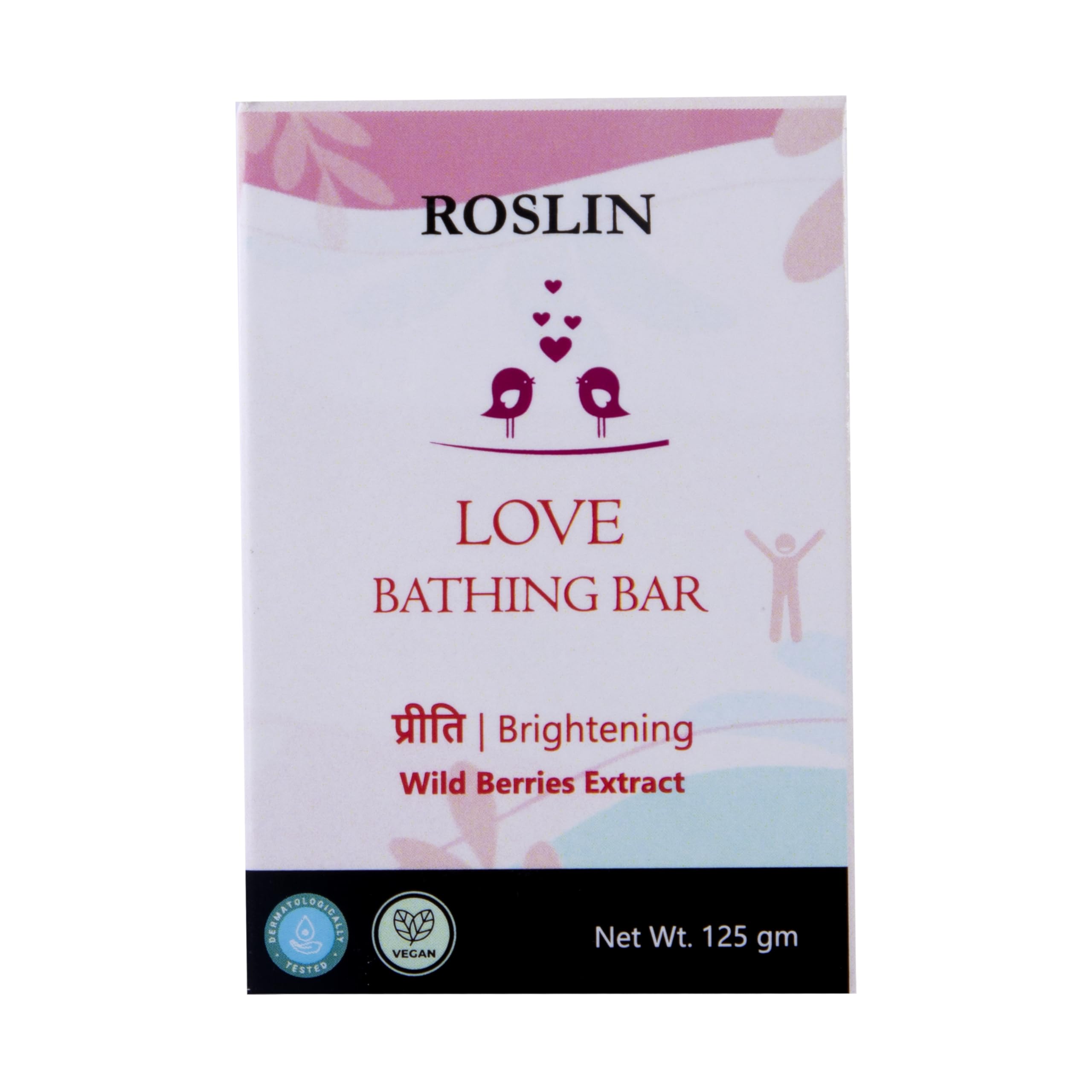 Roslin Love Soap with Wild Berries Extract & Niacinamide | 12-Hour Fragrance | Skin Brightening Bar | 125gm